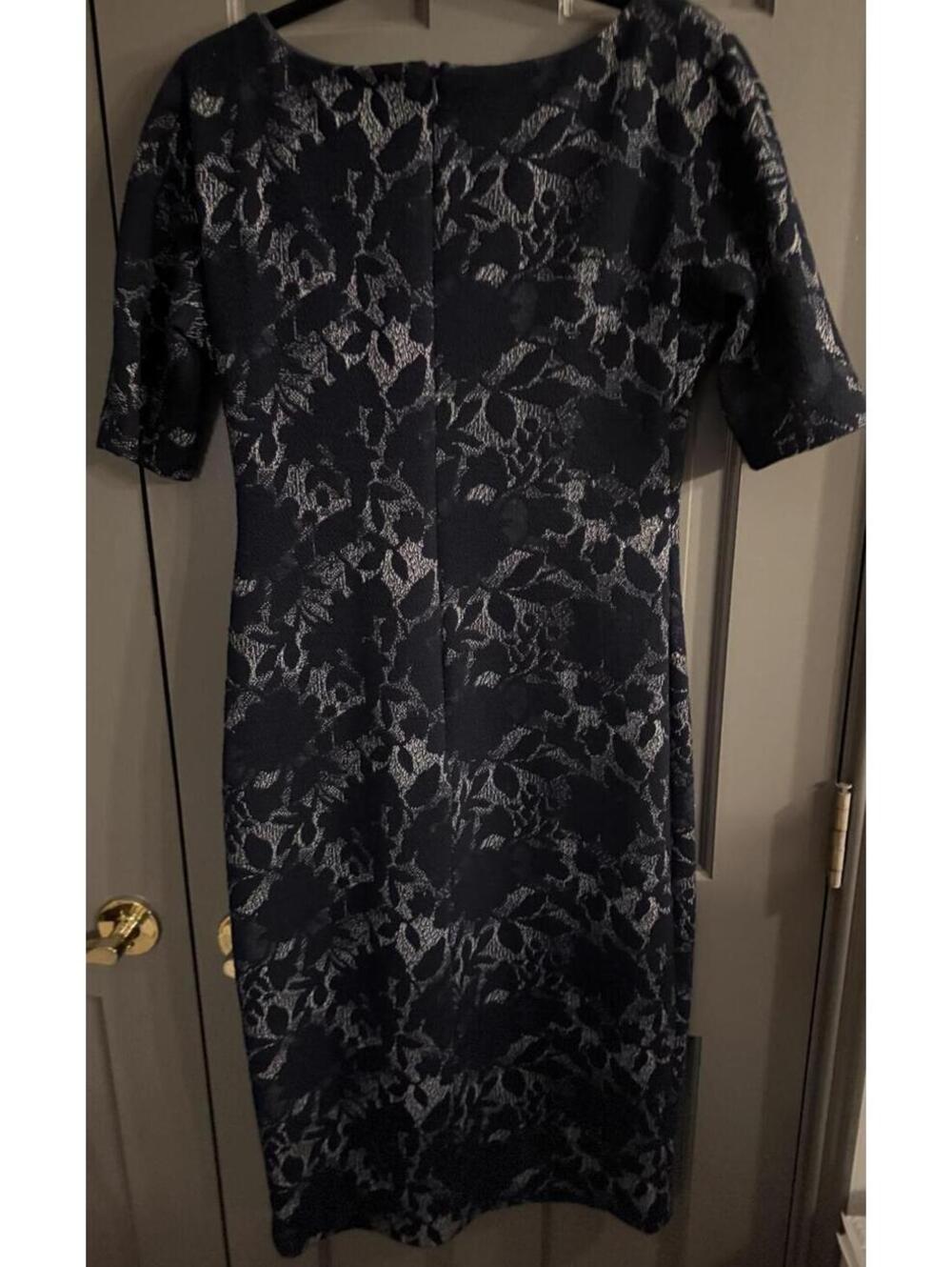 Maggy London Knee Length Navy Jacquard Dress Size 6 - Picture 5 of 5